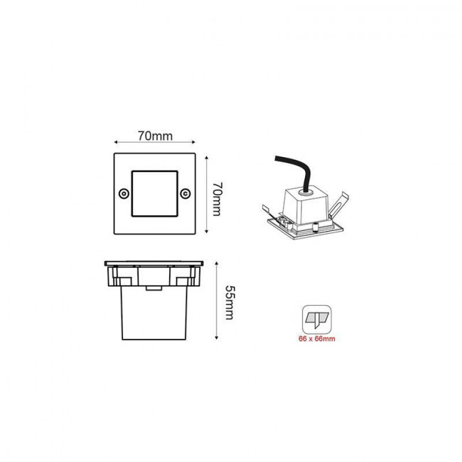 Φωτιστικό Χωνευτό LED 2W 3000K Σκουριά PAS230RS ACA LIGHTING