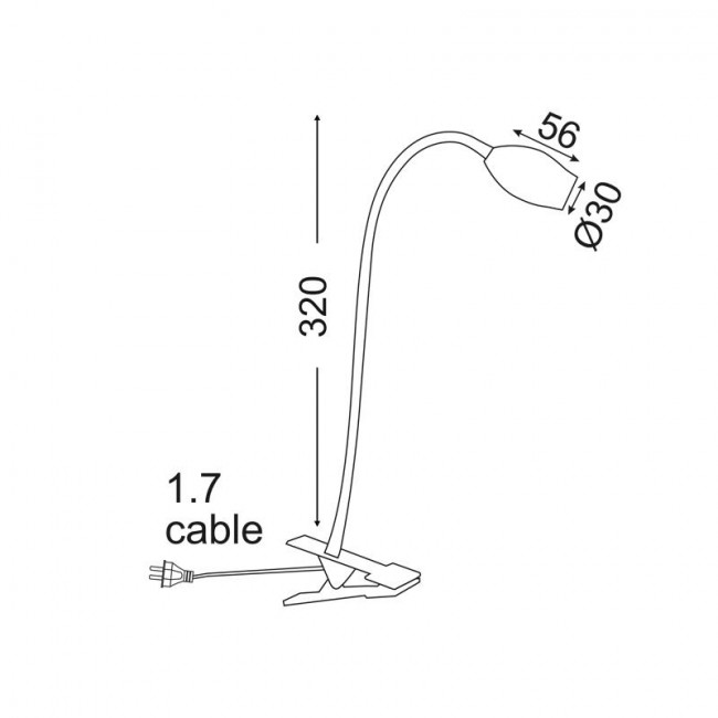 Φωτιστικό Γραφείου LED 3W 4000K Ασημί Με Τσιμπίδα Swan SF126BLED340C ACA LIGHTING