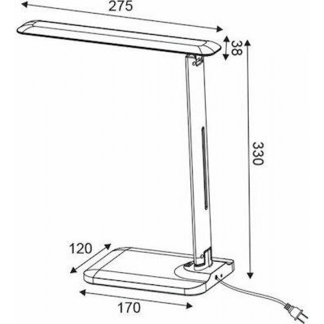 Φωτιστικό Γραφείου LED 5W Μαύρο Με USB Και Wireless Φορτιστή SF27LEDBK ACA LIGHTING