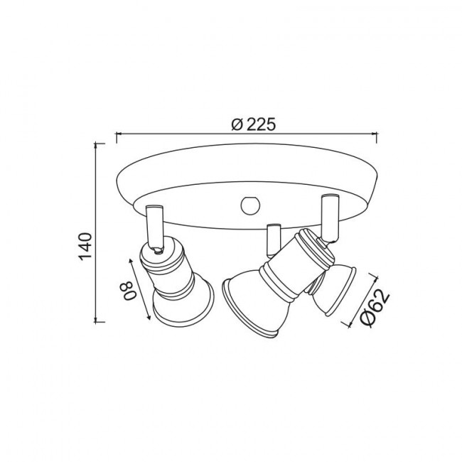 Σποτ Οροφής Τρίφωτο GU10 Μπρονζέ Brulee SU283PBR ACA LIGHTING