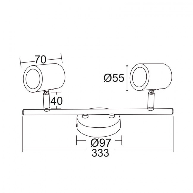 Σποτ Οροφής Δίφωτο GU10 Μαύρο Orfeas SUH1892TB ACA LIGHTING