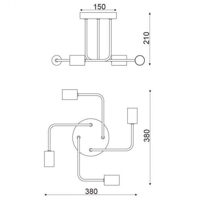 Φωτιστικό Τετράφωτο E27 Μαύρο Cobra TNK933844CBK ACA LIGHTING
