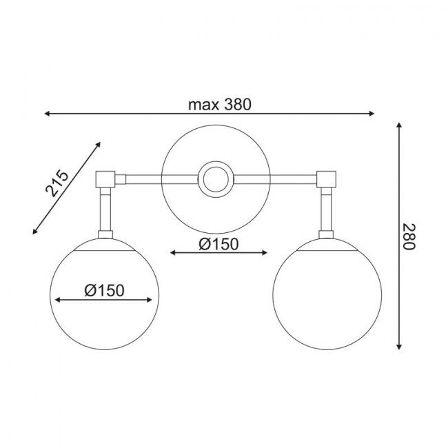 Απλίκα Δίφωτη E27 Ορείχαλκος Thetis V360502W ACA LIGHTING
