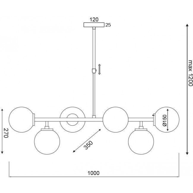 Φωτιστικό Εξάφωτο E27 Χαλκός V360506P ACA LIGHTING