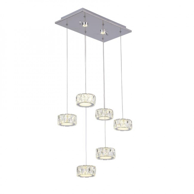 Φωτιστικό LED 54W 4000k Χρώμιο Και Κρύσταλλο LW2216-6+2 SUN LIGHT