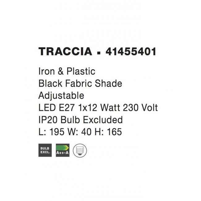 Φωτιστικό Δαπέδου E27 Μαύρα Traccia 41455401 NOVA LUCE