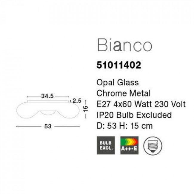 Πλαφονιέρα E27 Λευκό Bianco 51011402 NOVA LUCE