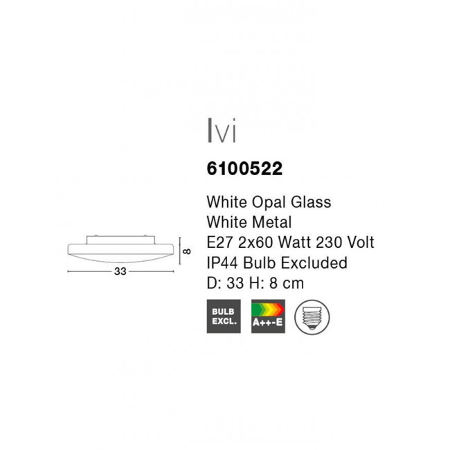Πλαφονιέρα E27 Λευκό 6100522 Ivi NOVA LUCE