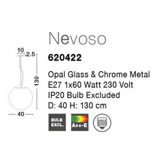 Φωτιστικό Μονόφωτο E27 Λευκό Nevoso 620422 NOVA LUCE