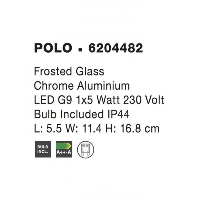 Απλίκα Μπάνιου G9 Χρώμιο Και Λευκό Polo 6204482 NOVA LUCE