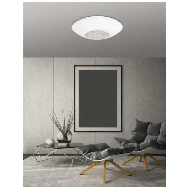 Πλαφονιέρα E27 Λευκό Γυαλί Με Κρύσταλλο Era 6311801 NOVA LUCE