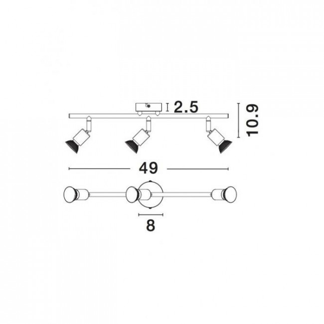 Σποτ Οροφής Τρίφωτο GU10 Σκουριά Base 662003 NOVA LUCE