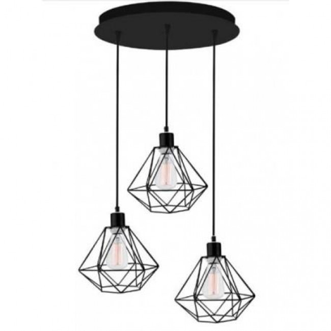 Φωτιστικό Τρίφωτο E27 Μαύρο Pietra 673603 NOVA LUCE