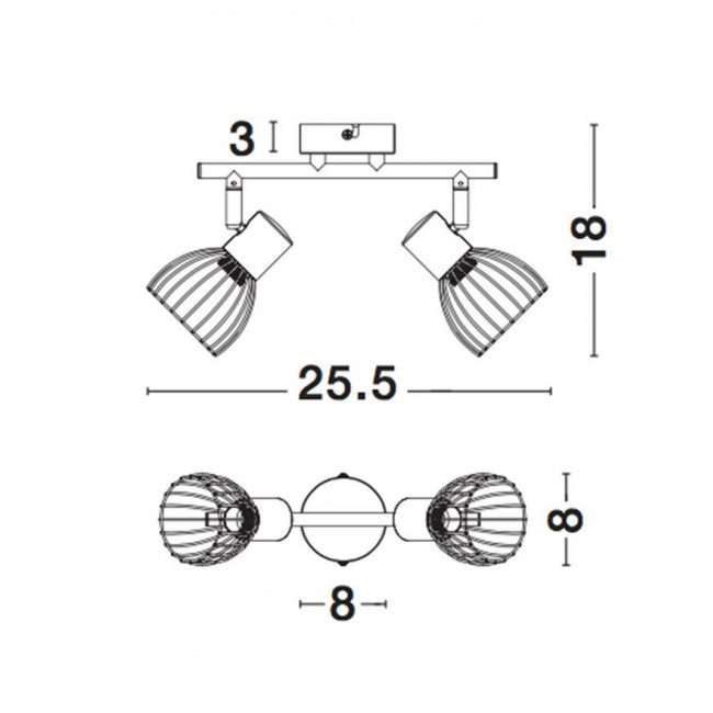 Σποτ Οροφής Δίφωτο E14 Μαύρο Και Χρώμιο Fiumicino 770011 NOVA LUCE