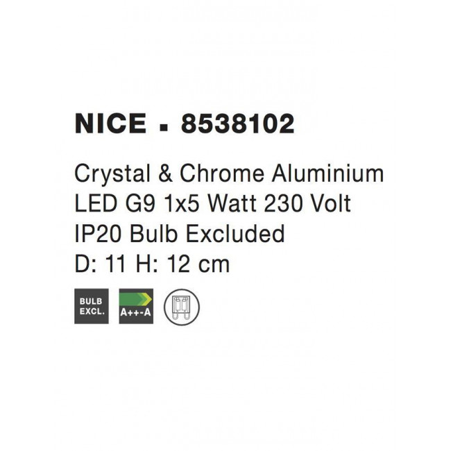 Απλίκα G9 Ασημί Nice 8538102 NOVA LUCE