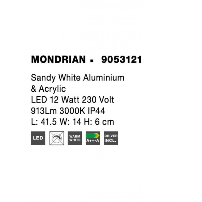 Απλίκα Μπάνιου LED 12W 3000k Λευκό Mondrian 9053121 NOVA LUCE