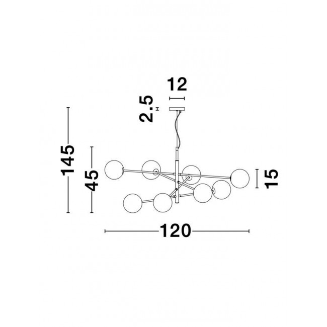 Φωτιστικό Οχτάφωτο G9 Μαύρο Και Χρυσό Vitra 9143308 NOVA LUCE