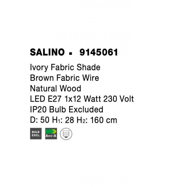 Φωτιστικό Δαπέδου Ε27 Λευκό Και Φυσικό Salino 9145061 NOVA LUCE