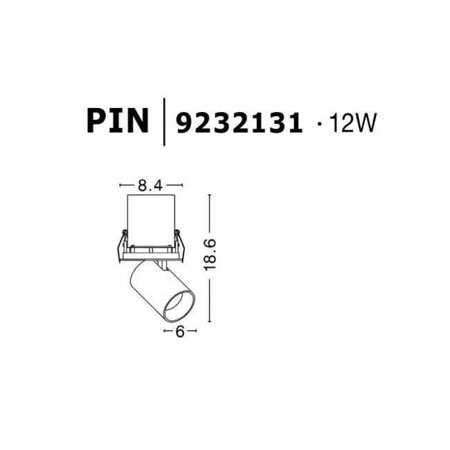 Σπότ Χωνευτό LED 12W 3000K Μαύρο Κινητό Pin 9232131 NOVA LUCE