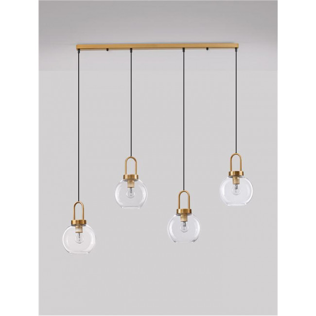 Φωτιστικό Τετράφωτο E27 Ορείχαλκος Και Διάφανο Irivne 9241180 NOVA LUCE