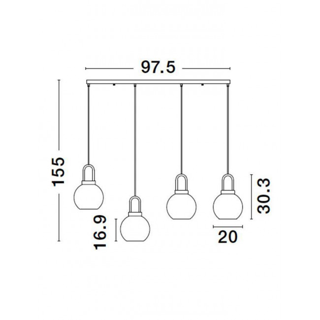 Φωτιστικό Τετράφωτο E27 Ορείχαλκος Και Διάφανο Irivne 9241180 NOVA LUCE