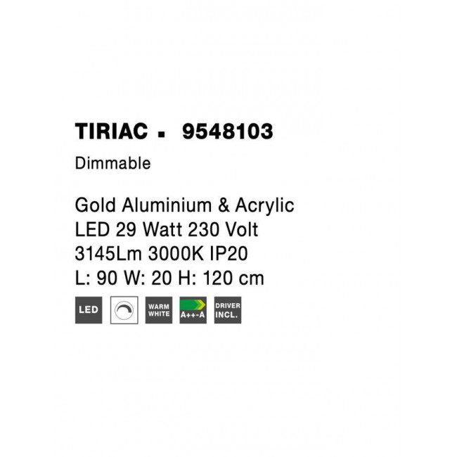 Φωτιστικό LED 29W 3000k Χρυσό Και Λευκό Tiriac 9548103 NOVA LUCE