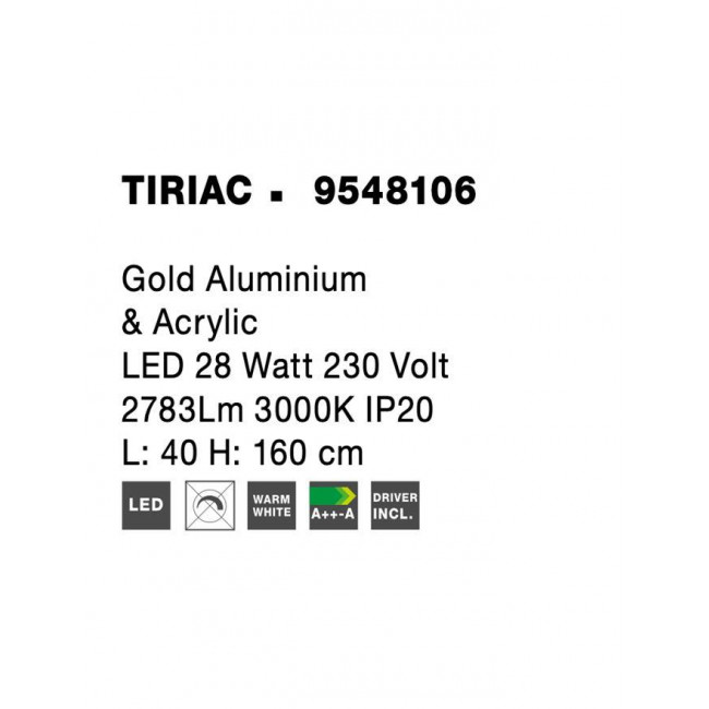 Φωτιστικό Δαπέδου LED 28W 3000k Χρυσό 9548106 NOVA LUCE