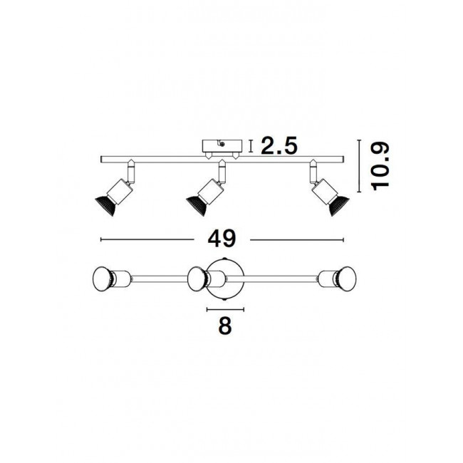 Σποτ Οροφής Τρίφωτο GU10 Χρυσό Lup 960003 NOVA LUCE