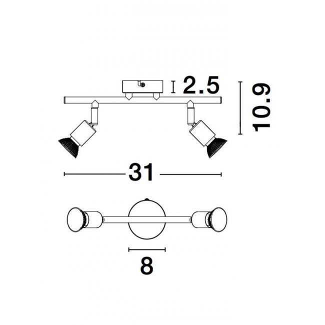 Σποτ Οροφής Δίφωτο GU10 Μαύρο Base 960006 NOVA LUCE