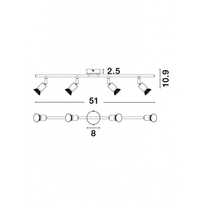 Σποτ Οροφής Τετράφωτο GU10 Μαύρο Lup 960008 NOVA LUCE