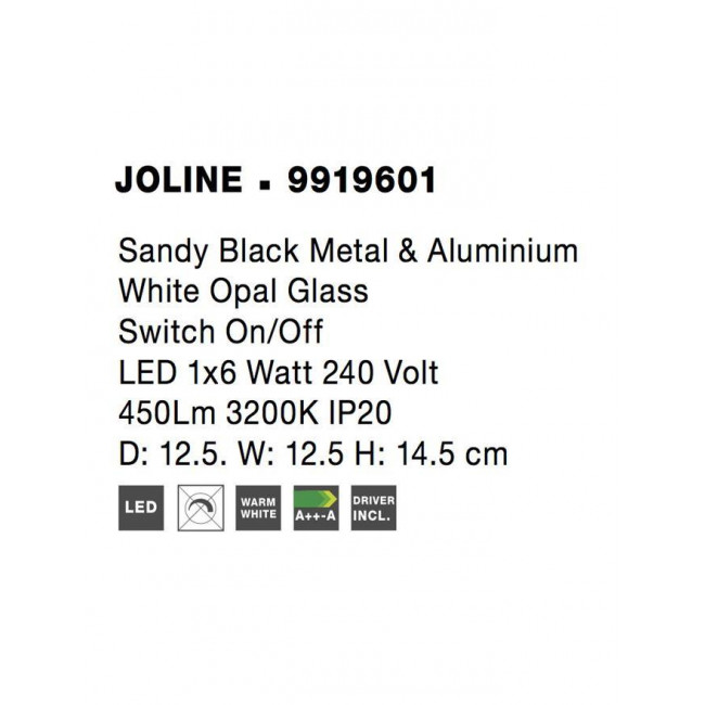 Απλίκα LED 6W 3200k Μαύρο Και Λευκό Joline 9919601 NOVA LUCE