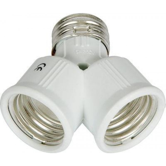 Αντάπτορ E27 Σε Διπλό E27 Πλαστικό VK/E27-2E27 VK LED