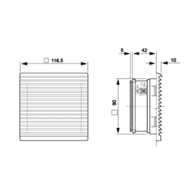 Εξαεριστήρας Με Φίλτρο 116.5x116.5mm FKL6621.230 LEIPOLE