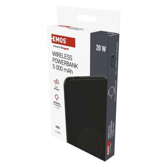 Powerbank 20W 5000mAh Μαύρο Με Ασύρματη Φόρτιση B0545B EMOS