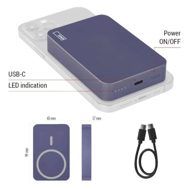 Powerbank 20W 10000mAh Με Ασύρματη Φόρτιση Μπλε B0551BL EMOS
