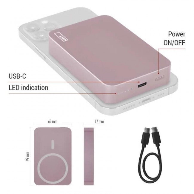 Powerbank 20W 10000mAh Σομόν Με Ασύρματη Φόρτιση B0551S EMOS