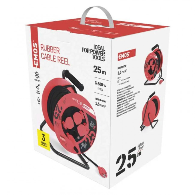 Μπαλαντέζα Σε Καρούλι Πλαστικό Με Καλώδιο 3x1.5mm 25 Μέτρα P08225 EMOS