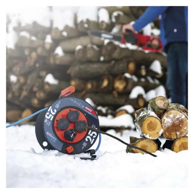 Μπαλαντέζα Σε Καρούλι Πλαστικό Με Καλώδιο 3x1.5mm 25 Μέτρα Weatherproof P08625W EMOS