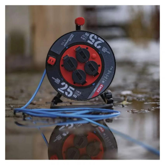 Μπαλαντέζα Σε Καρούλι Πλαστικό Με Καλώδιο 3x1.5mm 25 Μέτρα Weatherproof P08625W EMOS