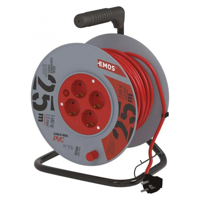 Μπαλαντέζα Σε Καρούλι Πλαστικό Με Καλώδιο 3x1.5mm 25 Μέτρα P09225 EMOS