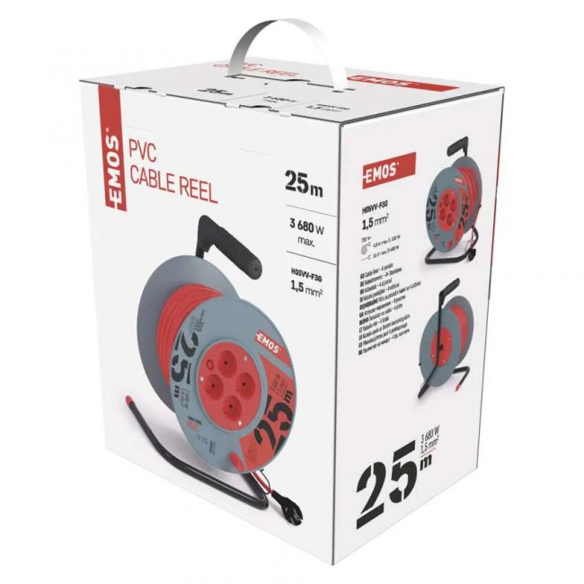 Μπαλαντέζα Σε Καρούλι Πλαστικό Με Καλώδιο 3x1.5mm 25 Μέτρα P09225 EMOS