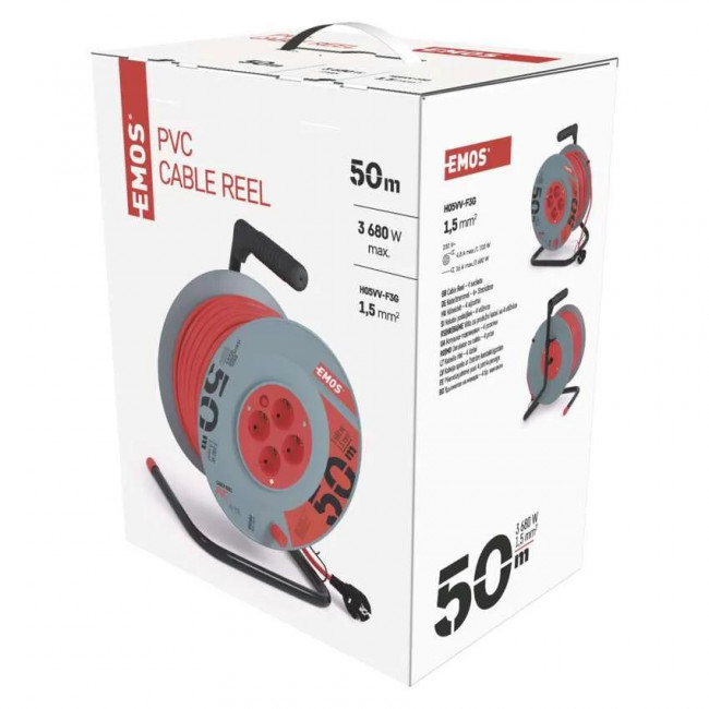 Μπαλαντέζα Σε Καρούλι Πλαστικό Με Καλώδιο 3x1.5mm 50 Μέτρα P09250 EMOS