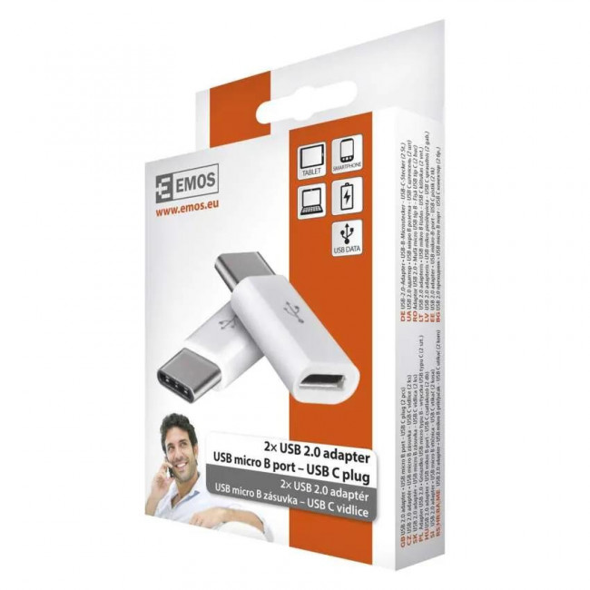 USB Adaptor USB MicroB Θηλυκό Σε USB TypeC Αρσενικό (Σετ 2τεμ.) SM7023 EMOS