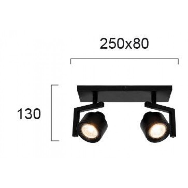 Σπότ Οροφής Δίφωτο GU10 Μαύρο Magma 4094901 VIOKEF