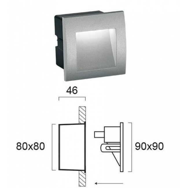 Φωτιστικό Χωνευτό LED 1.5W 3000k Γκρί Riva 4124800 VIOKEF