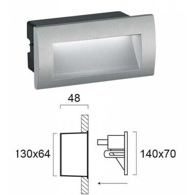Φωτιστικό Χωνευτό LED 3W 3000k Γκρί Riva 4124900 VIOKEF