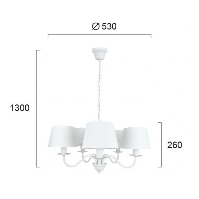 Φωτιστικό Πεντάφωτο E14 Λευκό Reanna 4138800 VIOKEF