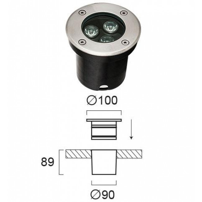 Σπότ Χωνευτό LED 3W 3200k Ασημί Lotus 4186800 VIOKEF