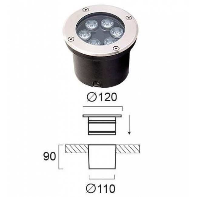 Σπότ Χωνευτό LED 6W 3200k Ασημί Lotus 4186900 VIOKEF