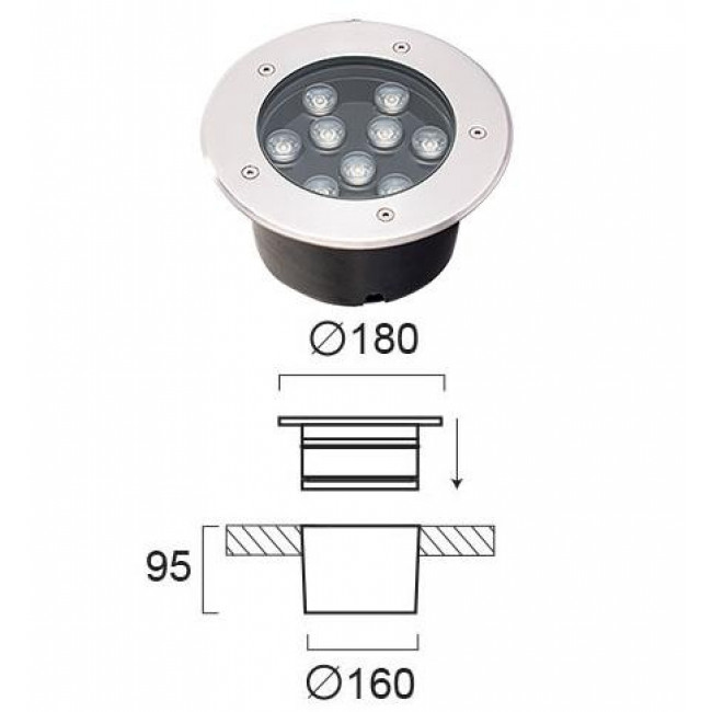 Σπότ Χωνευτό LED 9W 3200k Ασημί Lotus 4187000 VIOKEF